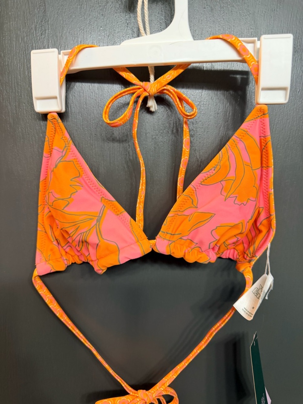 wild fable Reversible Pink & Orange Floral Triangle Bikini Top
